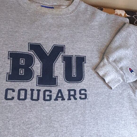 Vintage Y2K BYU Cougars Crew Neck Champion Collegiate Sweatshirt Size Small - Picture 7 of 11